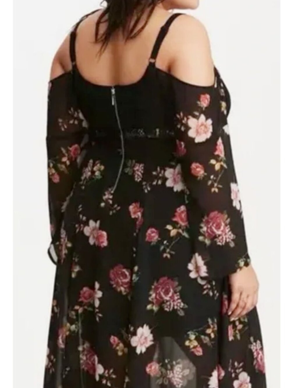 Torrid Insider Floral Print Cold Shoulder Lace Bustier Maxi Dress 16 - Picture 4 of 14
